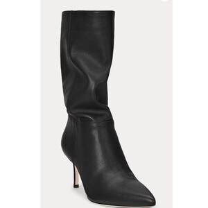 Lauren Ralph Lauren Leanna Nappa Leather Boot Black $225 10B